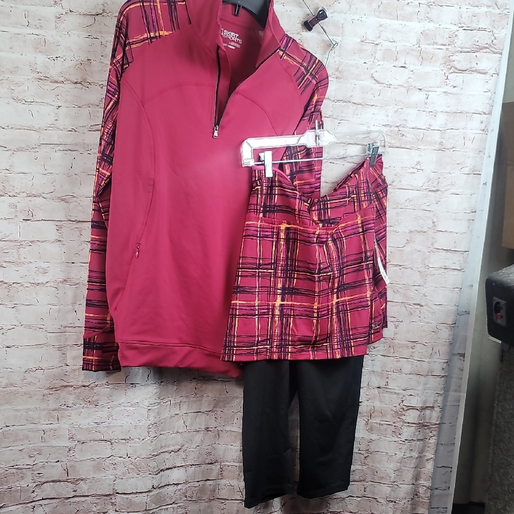 SkirtSports athletic jacket and skort leggings Aberdeen print xl new nwt